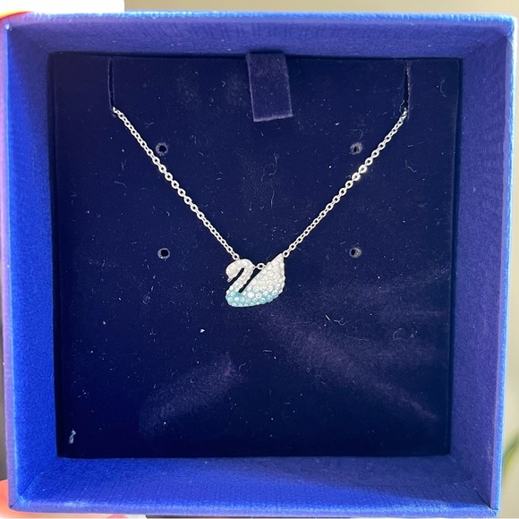 Swarovski Iconic Swan Pendant Swan Small Blue Gradient Rhodium Plated Necklace - Picture 5 of 6